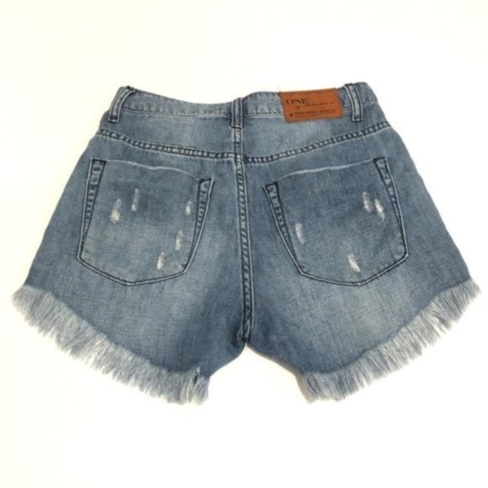 One Teaspoon Denim Cutoff Fringe Shorts Size 26 - Picture 5 of 12